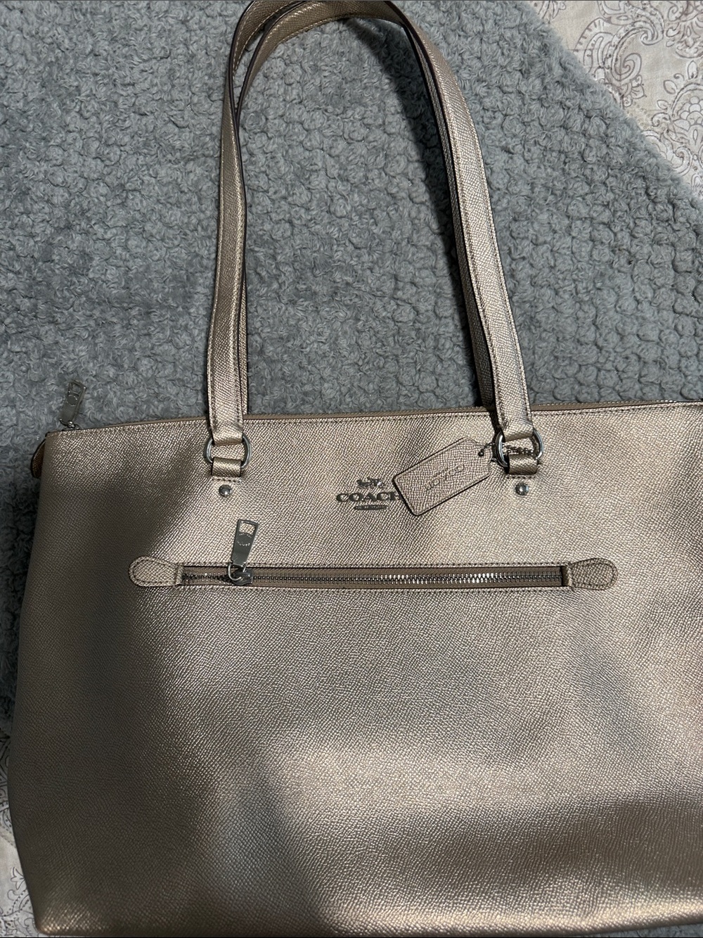 Coach Metallic Champagne Tote in Shimmery Gold-Taupe